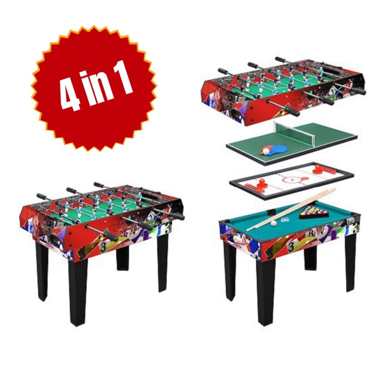 Tavolo Multigioco Moko per Bambini Cm 91x50x75 4 Giochi in 1 con Aste  Rientranti